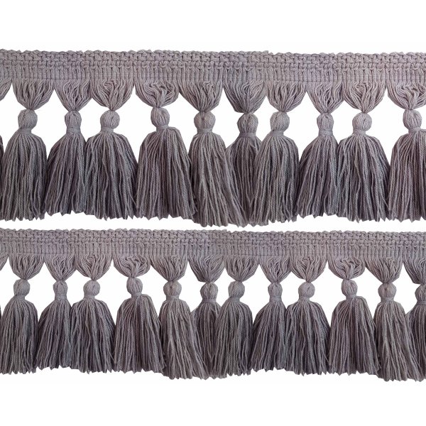 Natural Cotton Tassel Fringing - Light Grey 95mm long price is per 5 metres