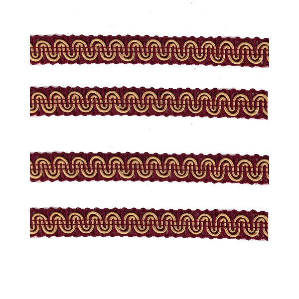 Upholstery Braid - Red Wine / Gold 14mm Price is for 5 metres