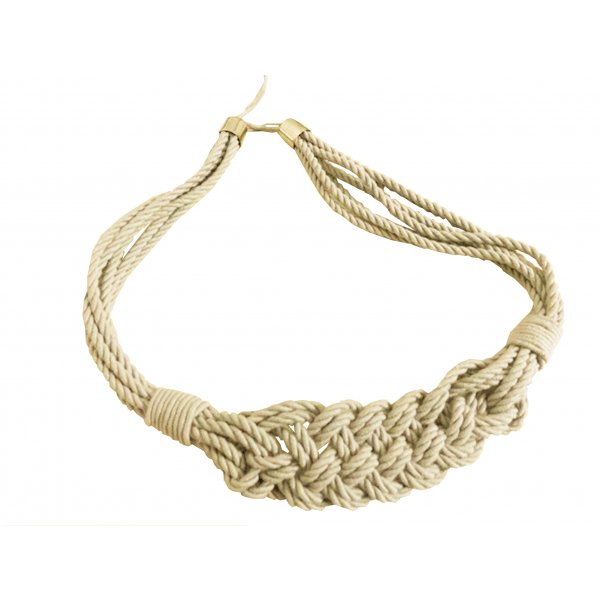 PAIR 2 pieces Natural Cotton Curtain Tie Backs with Macrame Rope Weave - Cream 85cm