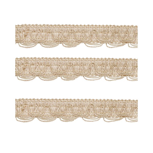 Scalloped Looped Braid - Cream / Gold 28mm Price is for 5 metres