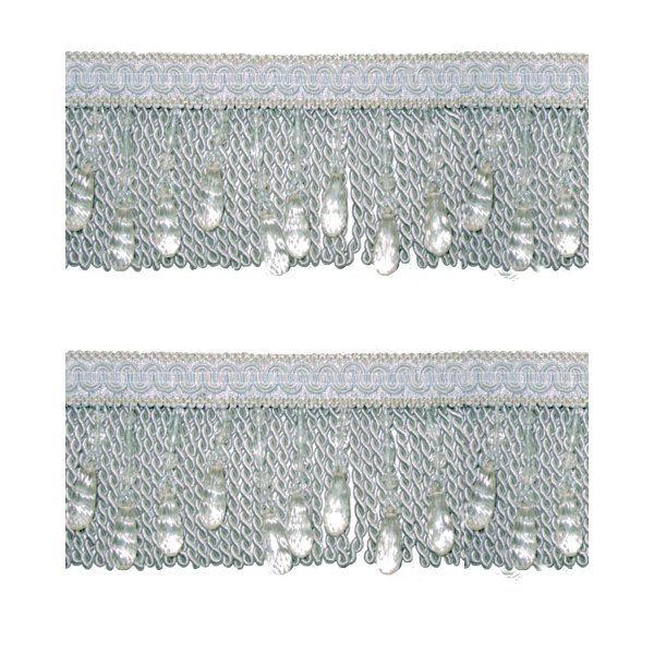 Bullion Fringe with Beads - Pale Silver Blue / Acrylic 105mm Price is for 5 metres