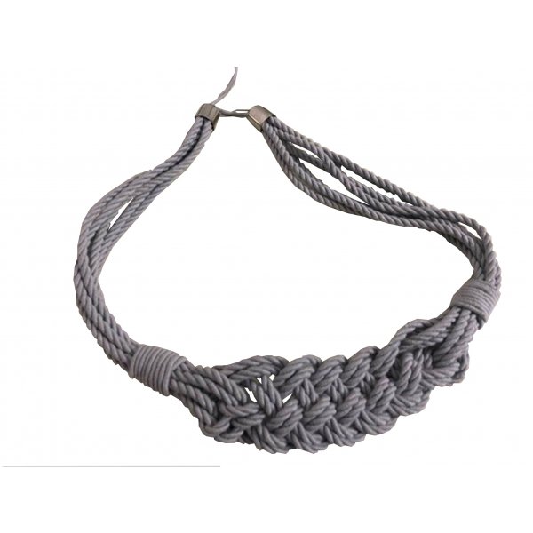 PAIR 2 pieces Natural Cotton Curtain Tie Backs with Macrame Rope Weave - Light Grey 85cm