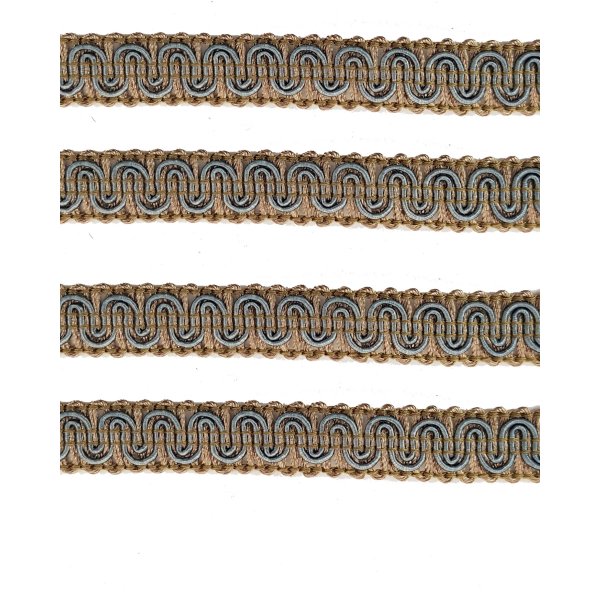 Upholstery Braid - Beige / Sea Blue 14mm Price is for 5 metres