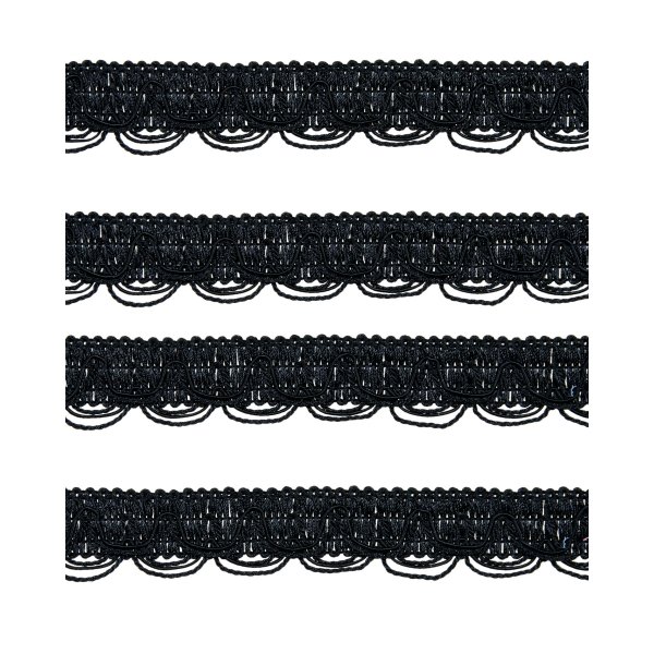 Scalloped Looped Braid - Black 28mm Price is for 5 metres