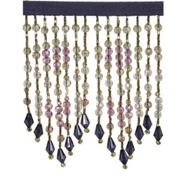 Fringe Beading - Navy Blue Gold Ruby 10.5cm Price is for 5 metres
