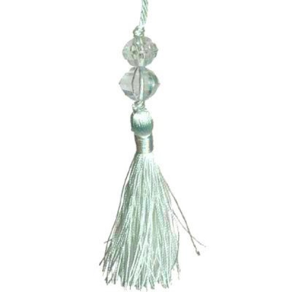Large Tassel with Bead - Silver Blue 13.5cm Pack of 5