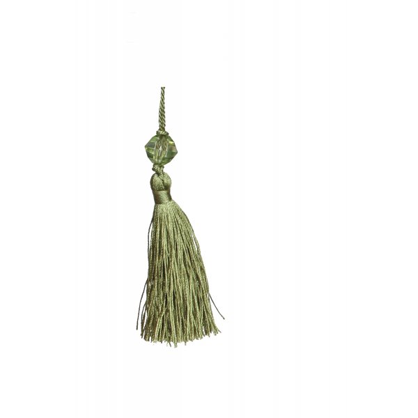 Small Tassel with Bead - Green 6.5cm Pack of 5