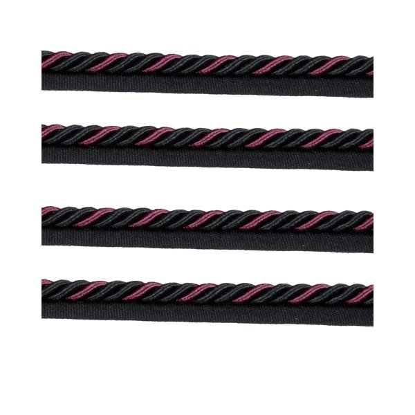 Piping Cord 8mm 2 Tone Twist on Tape - Red Wine / Black Price is for 5 metres 