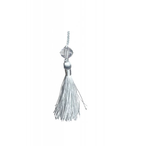 Small Tassel with Bead - White 6.5cm Pack of 5