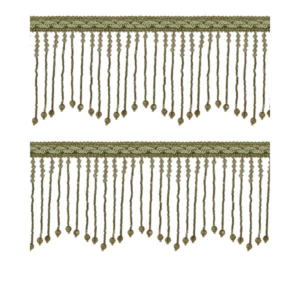 Fringe Beading with braid - Pale Green / Gold 150mm Price is for 5 metres
