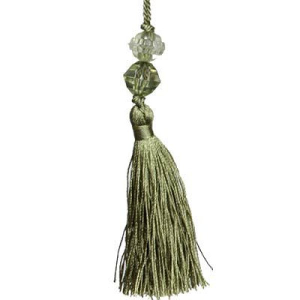Tassel with Bead - Green 11cm Pack of 5 