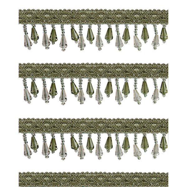 Short Fringe Beading - Antique Green Acrylic 40mm Price is for 5 metres