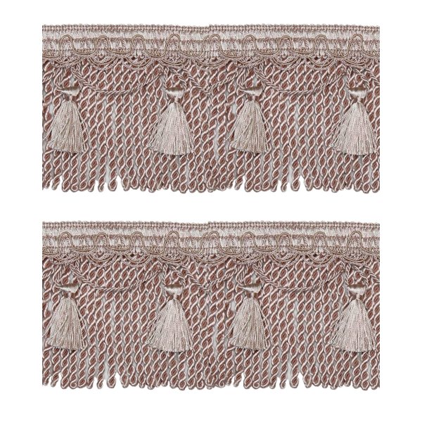 Bullion Cord Fringe on Braid with Scalloped Tassel - Pale Pink 105mm Price is for 5 metres