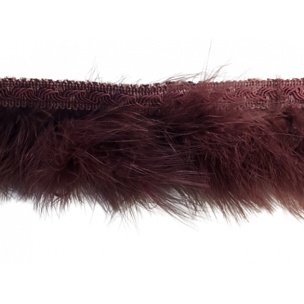 Fringe Feathers with Braid - Red Wine 80mm Price is per 10 metres