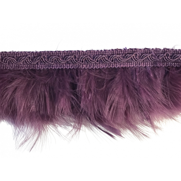 Fringe Feathers with Braid - Dark Purple 80mm Price is per 10 metres