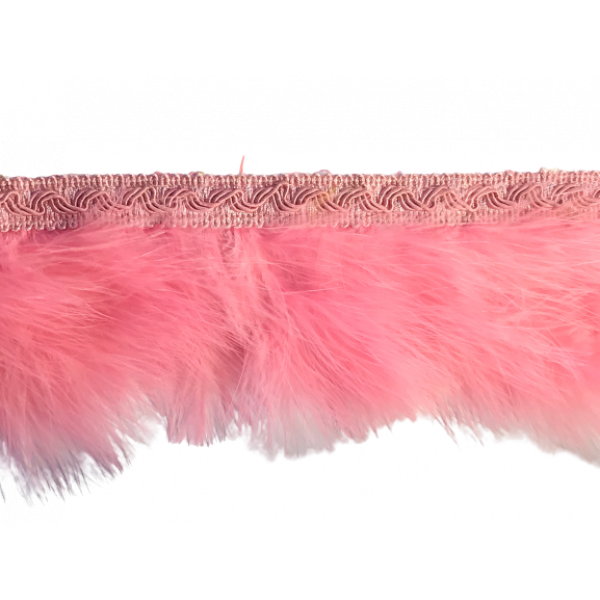 Fringe Feathers with Braid - Pink 80mm Price is per 10 metres