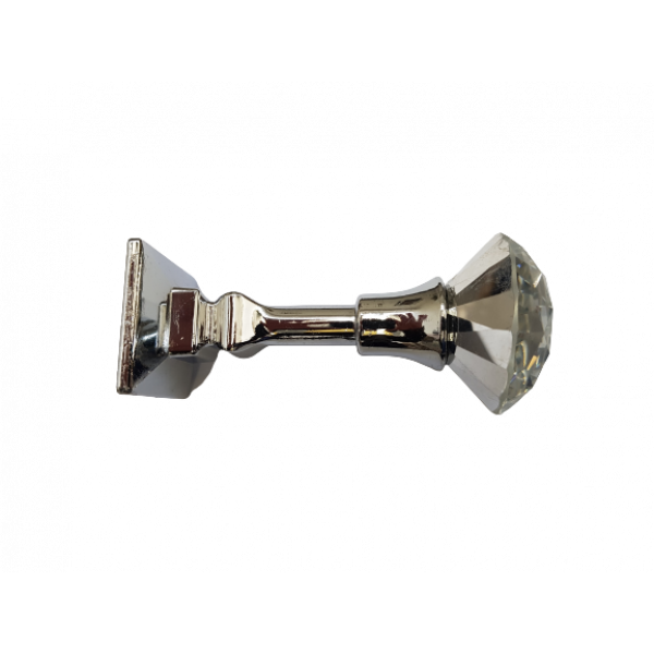 Pair 2 pieces Holdbacks for Curtain Tiebacks - Silver stem with glass diamond top 9cm