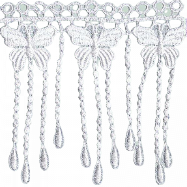 Butterfly Fringe Lace (Hand dyed) - White 140mm Price is for 5 metres