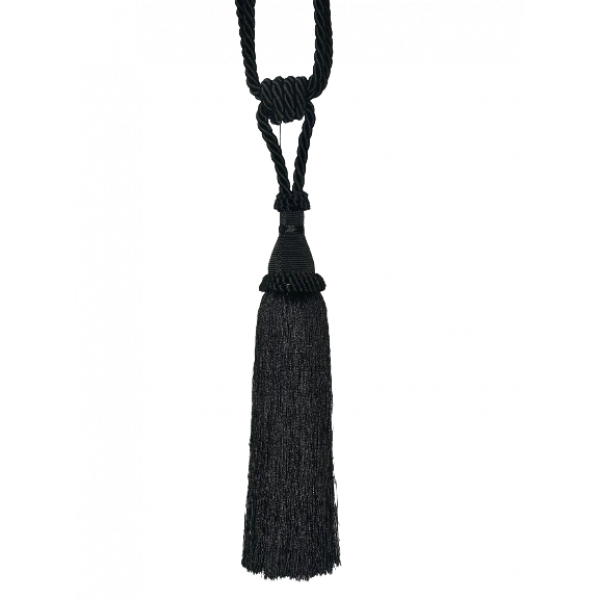 Pair 2 pieces Curtain Tie Backs - 30cm Tassel - Black 