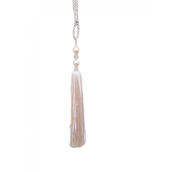 Pair 2 pieces Curtain Tie Backs - 40cm Tassel with Pearl Top - Pale Pink