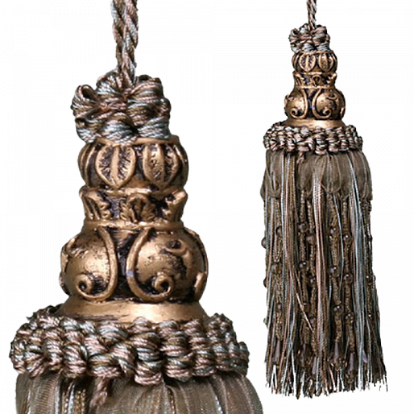 Tassel with beads - Olive 17cm