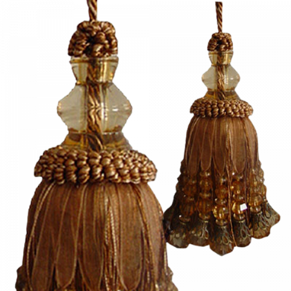 Tassel with large fancy beads - Mocha Brown 15cm