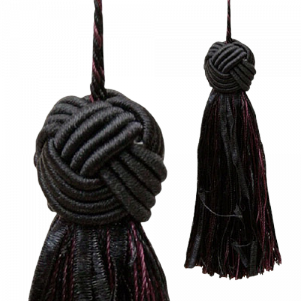 Turks Head Knot Tassel - Red Wine / Black 10.5cm Pack of 5