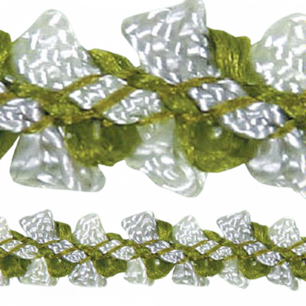 Rococo Trim Double Ribbon - Antique Green 8mm Price is for 10 metres