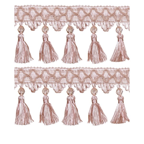 Fringe Tassels with Ribbons - Dusky Pink 90mm Price is per 5 metres