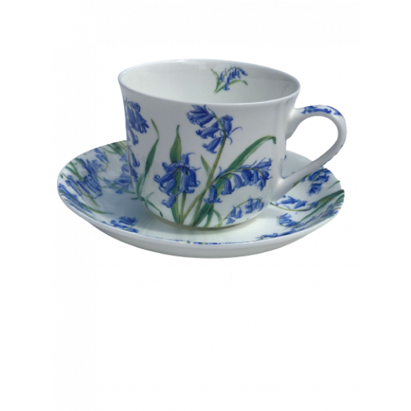 Breakfast Cup and Saucer Set Fine China NEW Gift Boxed Blue Bell 500ml 17.5oz 