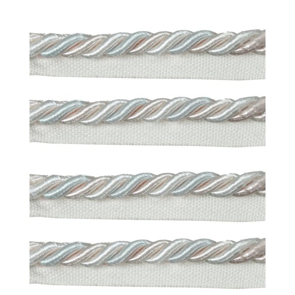 Piping Cord 8mm 2 Tone Twist on Tape - Silver Blue / Cream (Price is per metre)