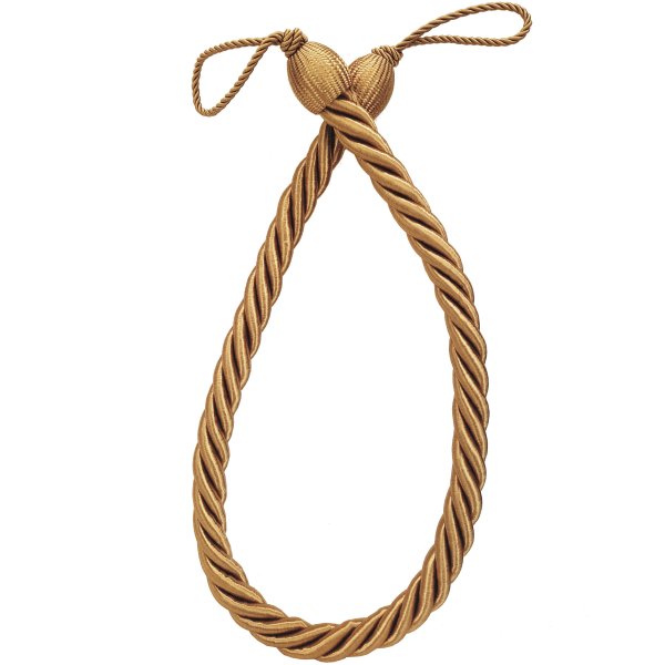 PAIR Curtain Tie Back rope twist - Antique Gold 85cm