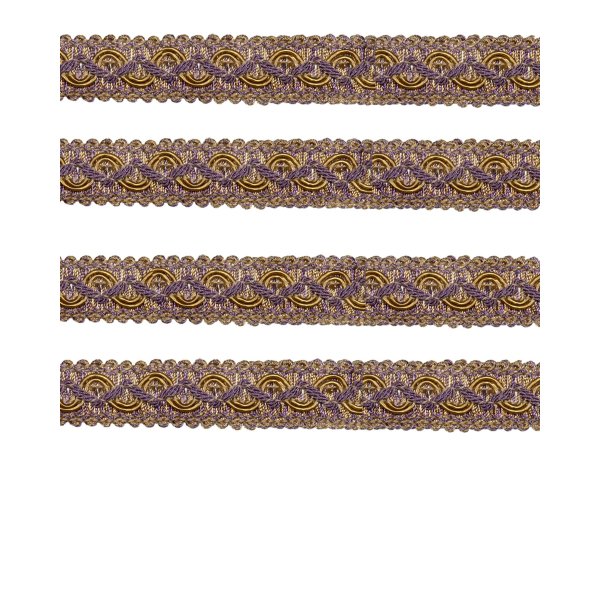 Ornate Braid - Purple / Gold 20mm (Price is per metre)