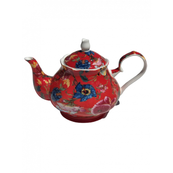Teapot - Red Athena Design NEW Heritage Fine China 1200ml 42 oz