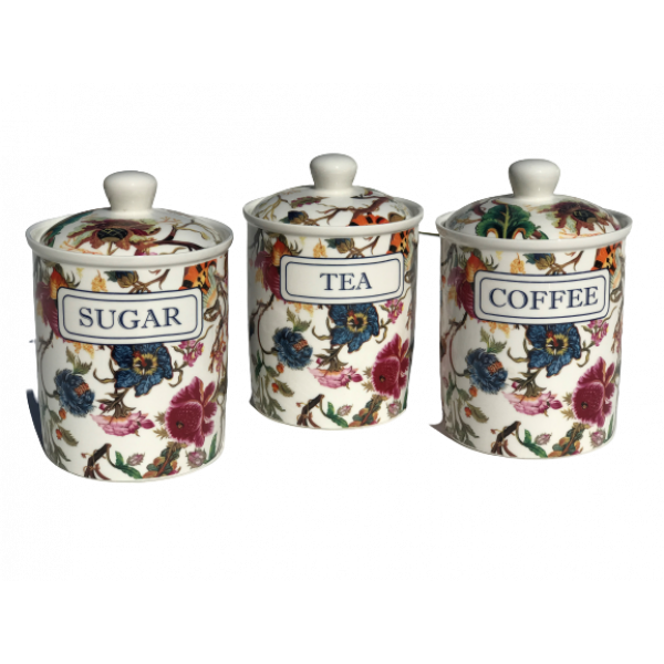 3 piece Canister set Tea Coffee and Sugar Heritage Brand Athena Design 800ml 28oz ea