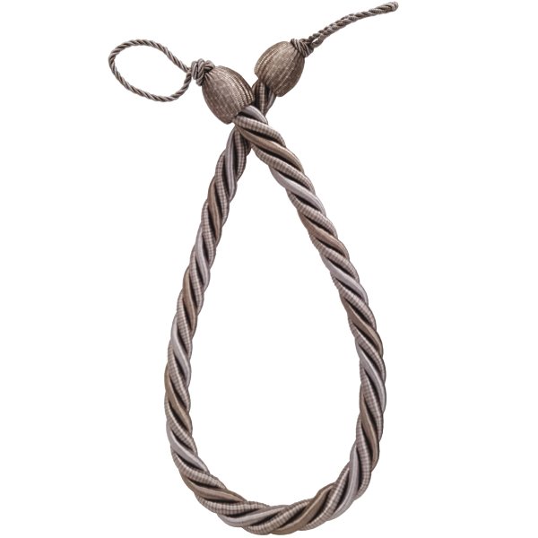PAIR Curtain Tie Back rope twist - Taupe 85cm
