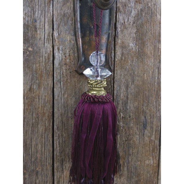Tassel with Double Faceted Glass Top - Red Wine 20cm