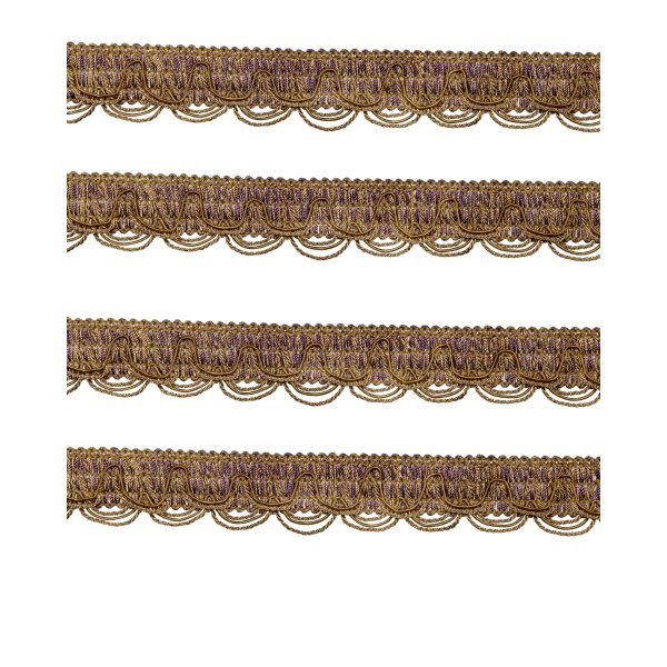 Scalloped Looped Braid - Purple / Gold 30mm (Price is per metre)