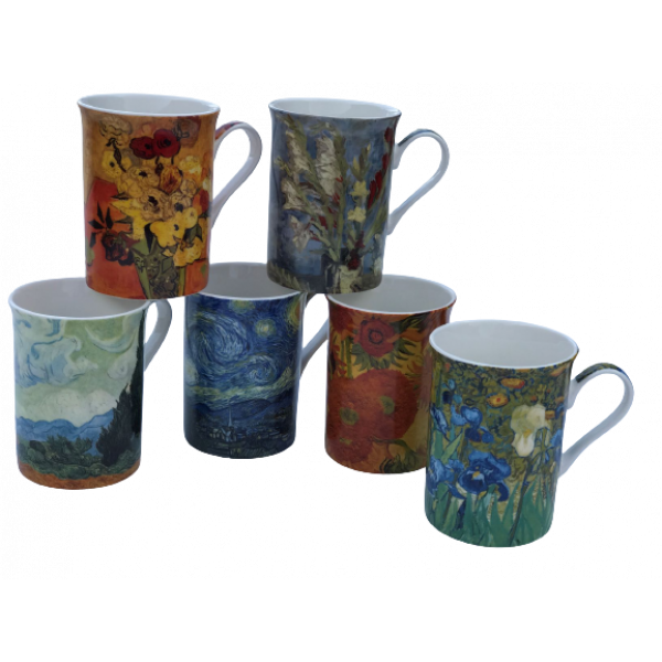 Artists Design Set of 6 mugs  NEW Heritage Fine China 300ml 10.5 oz ea