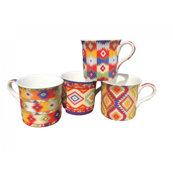 Aztec Design Set of 4 mugs NEW Heritage Brand 300ml 10.5 oz ea