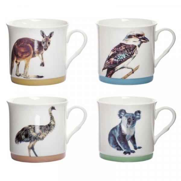 Australiana Design Set of 4 mugs NEW Heritage Brand 300ml 10.5 oz ea