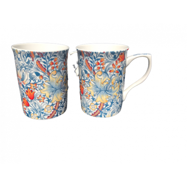 Blue Lily Design Set of 2 mugs NEW Heritage Brand