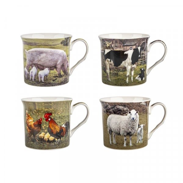 Farmyard Design Set of 4 mugs NEW Heritage Brand 250ml 9oz ea