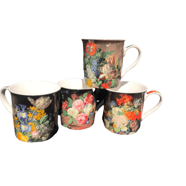 Still Life Flowers Design Set of 4 mugs NEW Heritage Brand 250ml 9oz ea