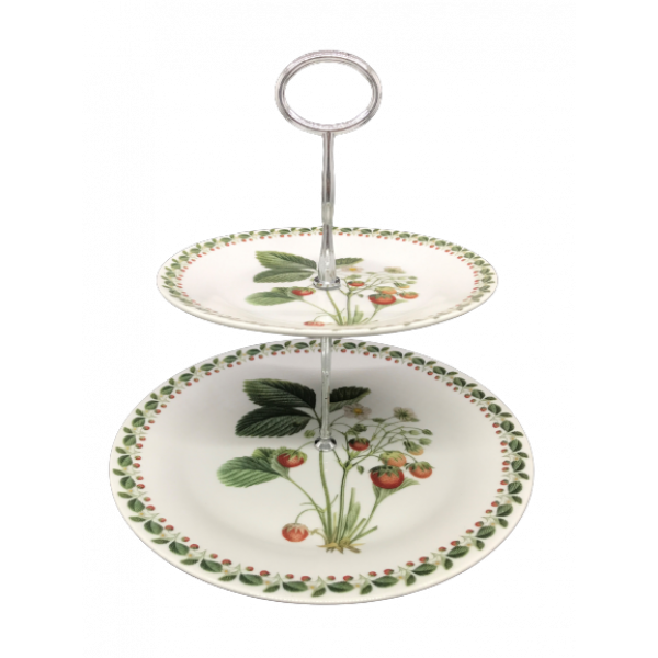 2 Tier Cake Plate for High Tea NEW Heritage Fine China Strawberry Design