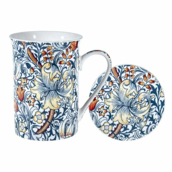 Mug and Coaster Blue Lily Design NEW Heritage Fine China 350ml 12oz