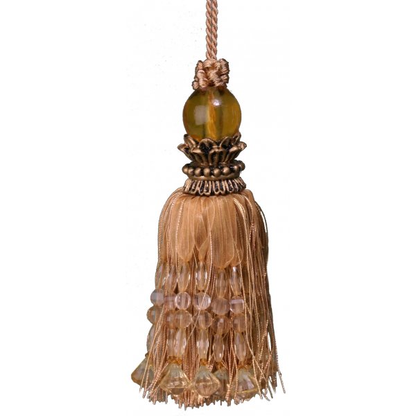 Tassel with beads and ribbons - Gold 17cm