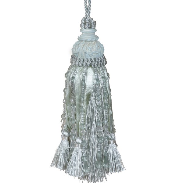 Tassel with Beads/Ribbons - PALE BLUE 17cm