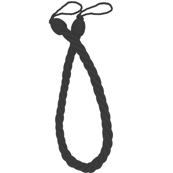 PAIR Curtain Tie Back rope twist - Black 85cm