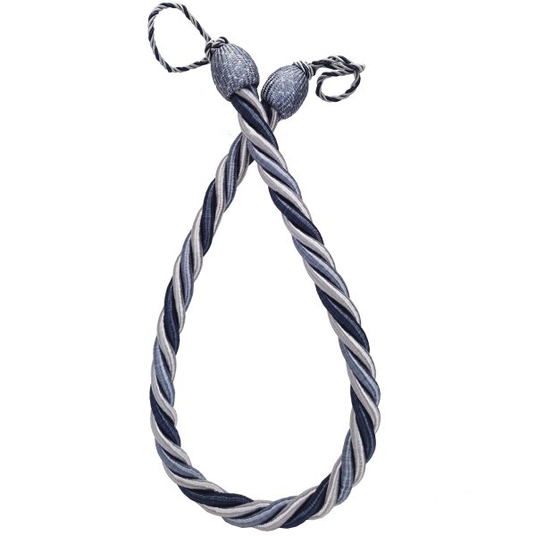 PAIR Curtain Tie Back rope twist -  Blue 85cm